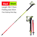 1 Pair Folding Nordic Walking Poles Carbon Fiber Adjustable Trekking Stick