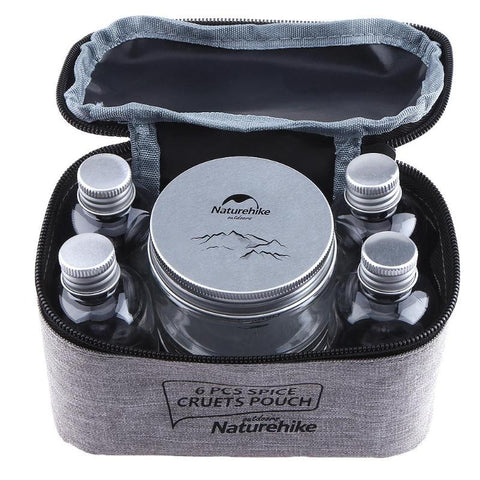 7pcs/set Portable Picnic Cooler Bag Outdoor Camping Tableware Storage Container Spice Jar Seasoning Box Oil Bottle For BBQ