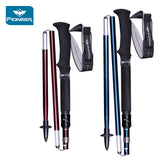 Pioneer Pole 2Pcs 5 Section Folding Ultra-light Trekking Nordic Alpenstocks Aluminum Carbon Tungsten Hiking Walking Sticks